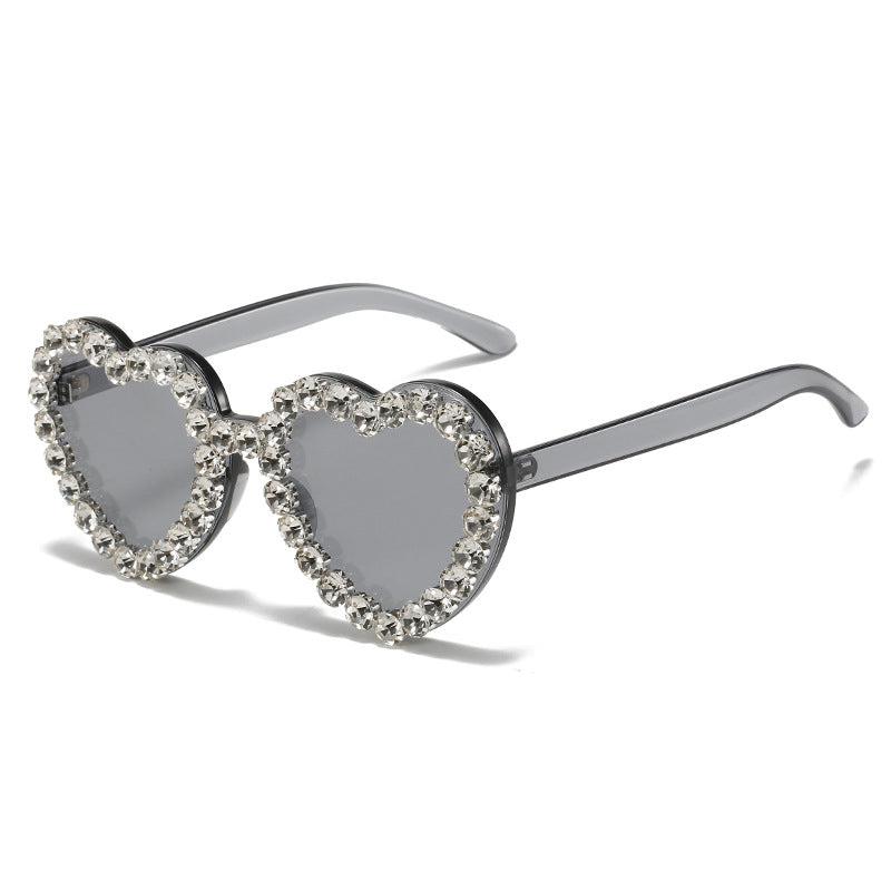 Peach Heart Rhinestone Sunglasses Y2K
