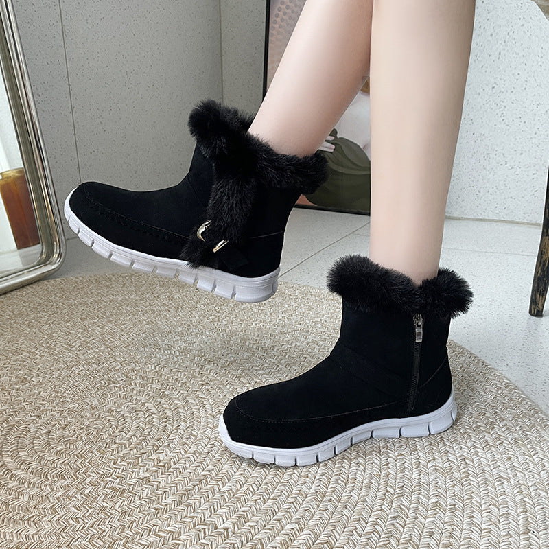 New Snow Boots Winter Warm Thickened Solid Color