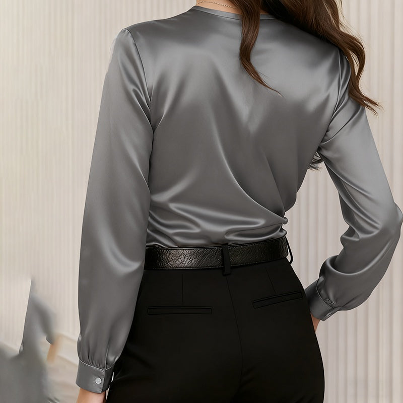 Women's Elegant Cross V-Neck Blouse