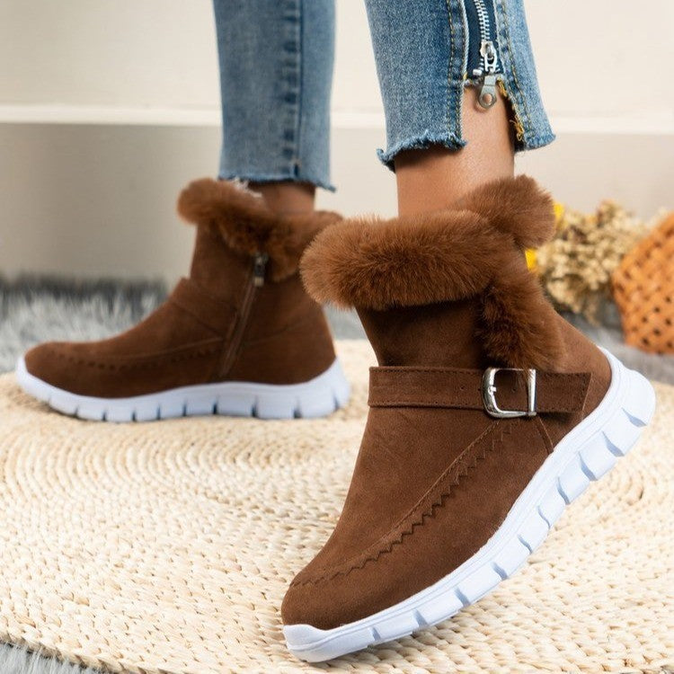 New Snow Boots Winter Warm Thickened Solid Color