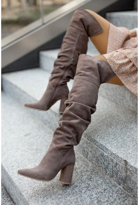 Fashion High Heel Pointed Toe Suede Women's Over-the-knee Boots