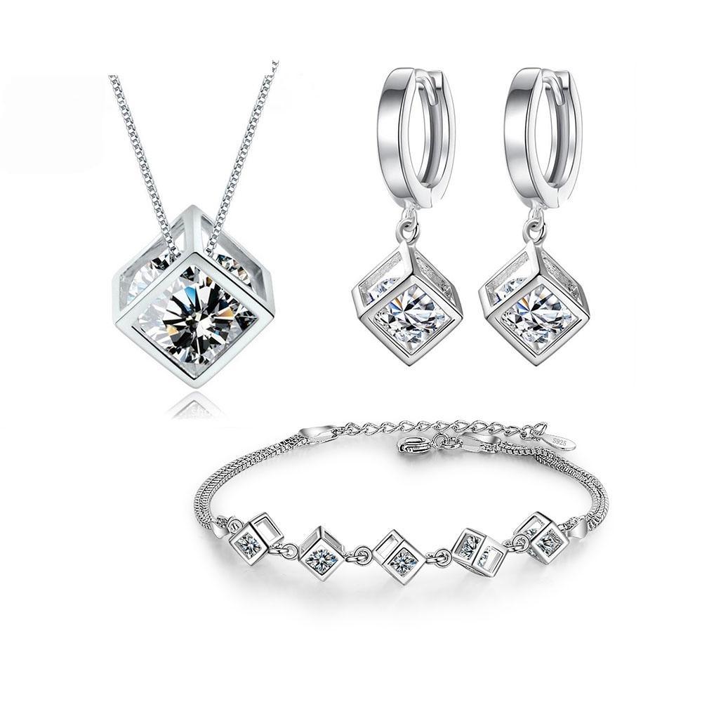 New Style Stamp Silver Color Jewelry Luxury Set
