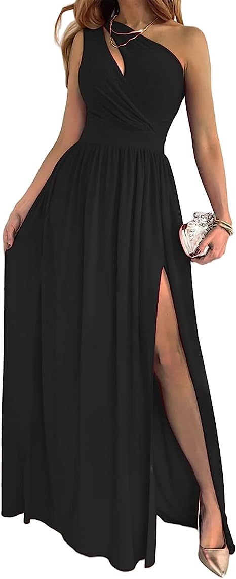 Women's One Shoulder High Split Elegant Sexy Cocktail Dress