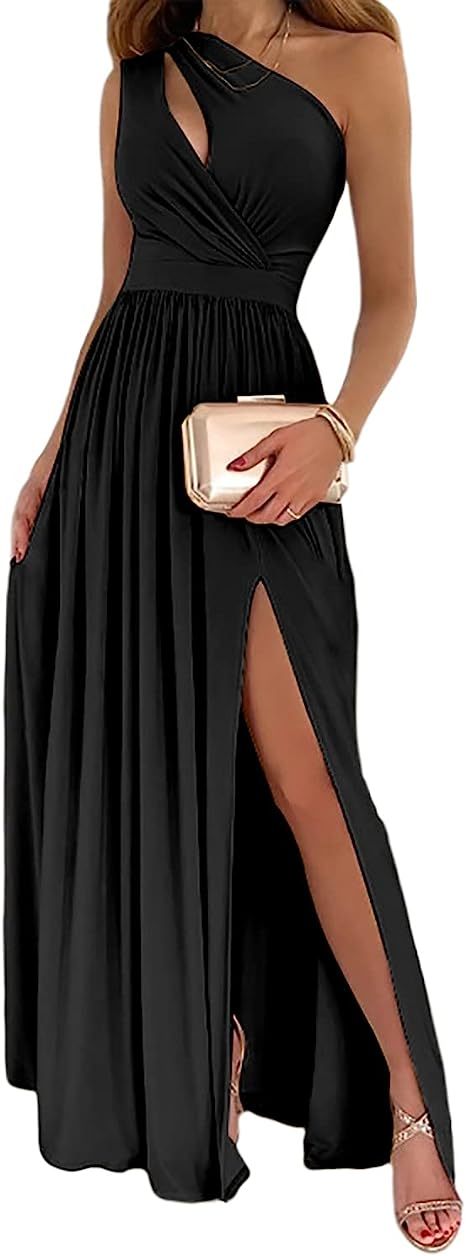 Women's One Shoulder High Split Elegant Sexy Cocktail Dress