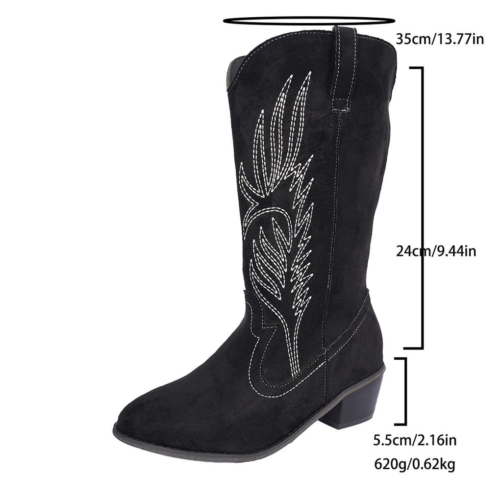 Womens Leather And Suede Denim Boots