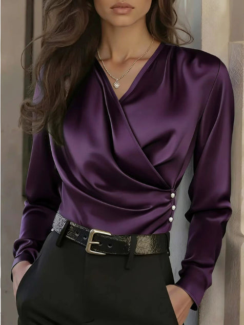Women's Elegant Cross V-Neck Blouse