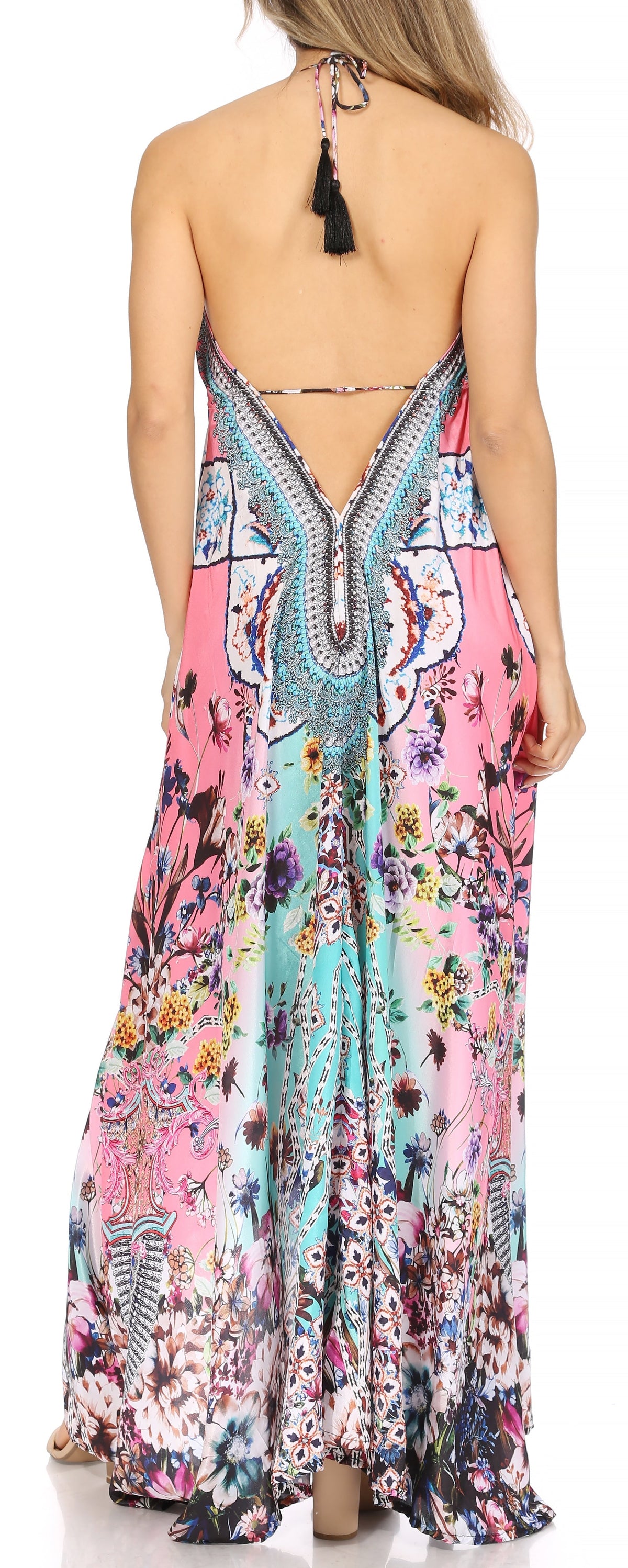 Womens Maxi High-low Halter Handkerchief Long Dress Beach Party