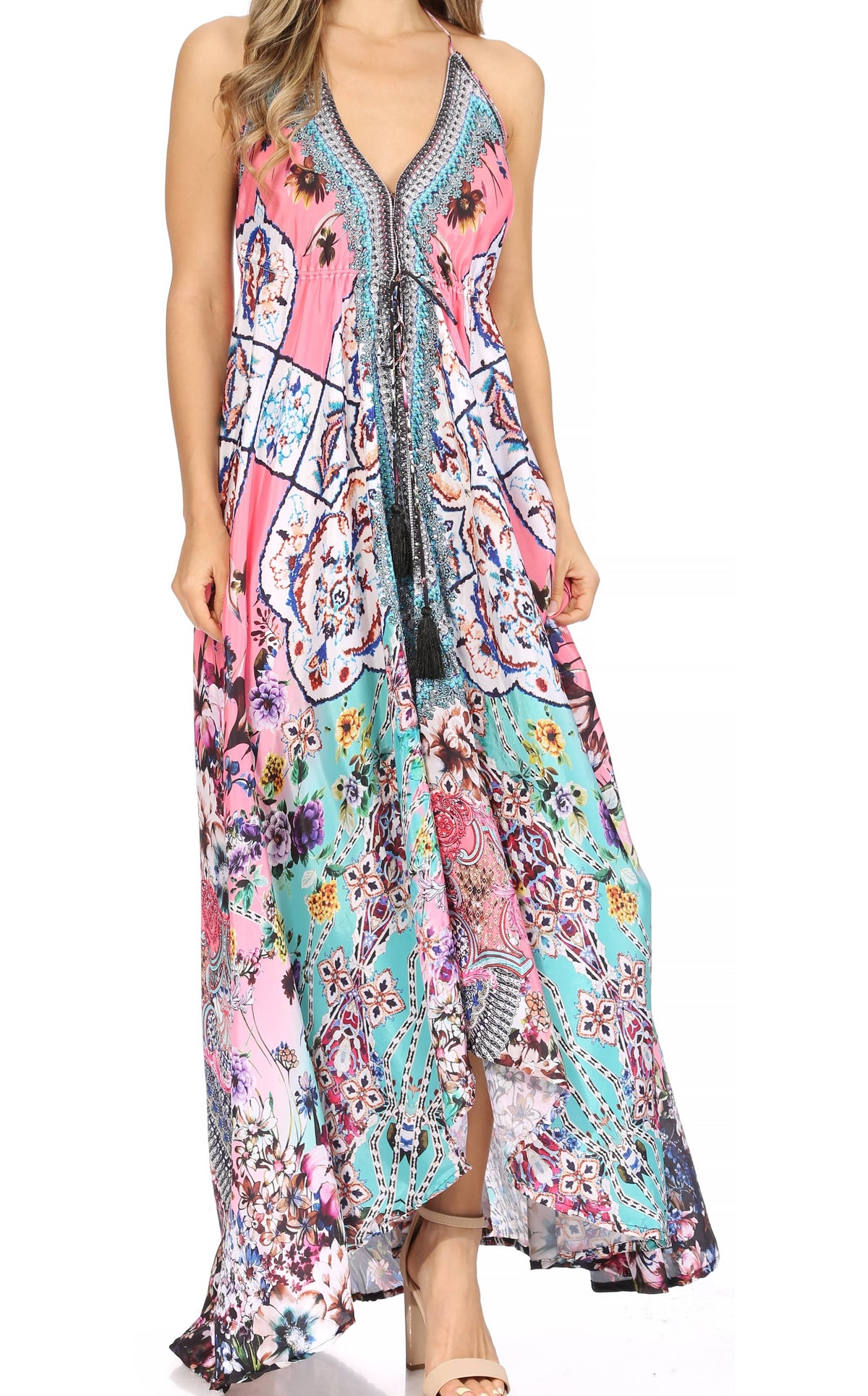 Womens Maxi High-low Halter Handkerchief Long Dress Beach Party