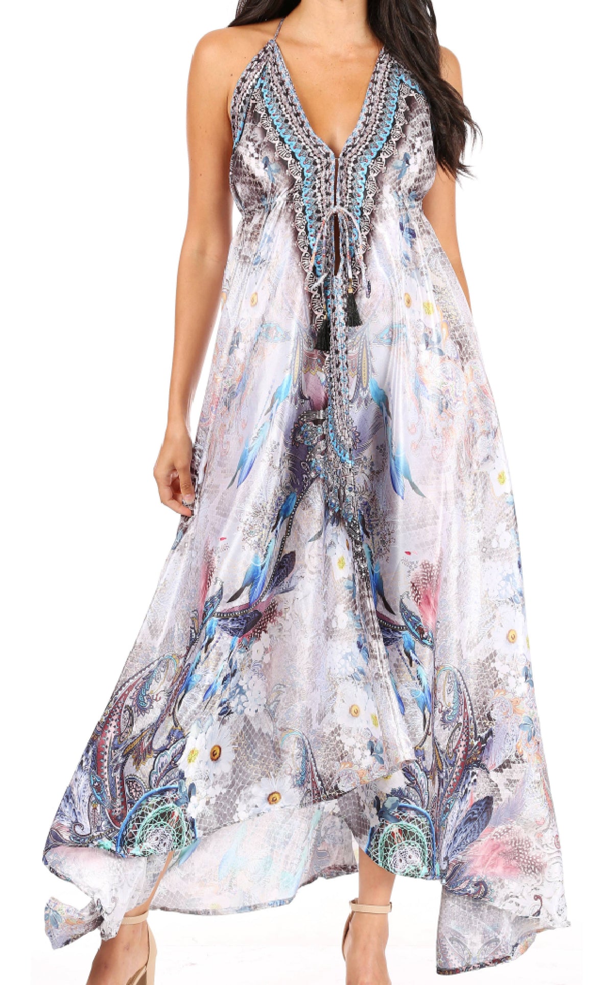 Womens Maxi High-low Halter Handkerchief Long Dress Beach Party