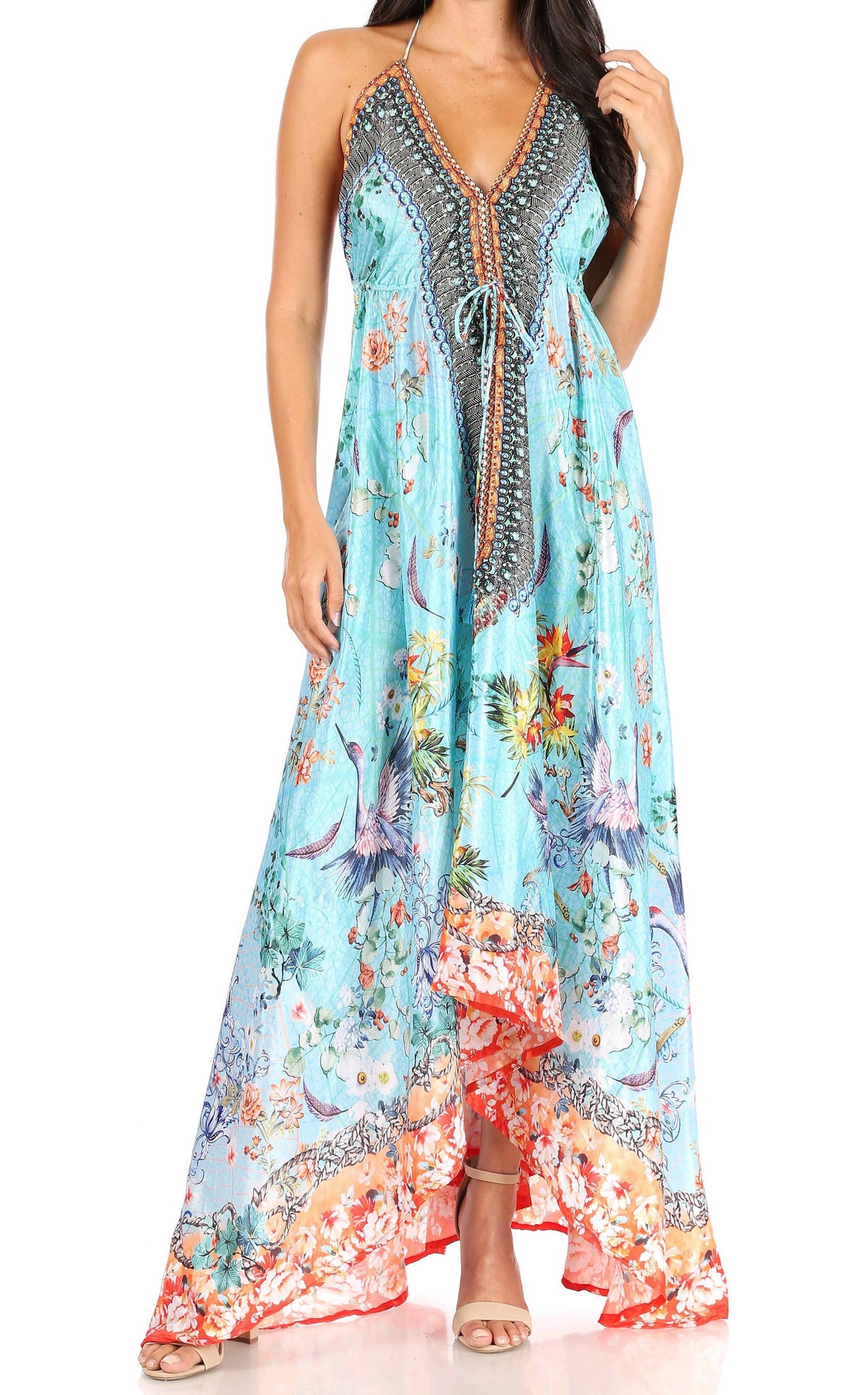 Womens Maxi High-low Halter Handkerchief Long Dress Beach Party