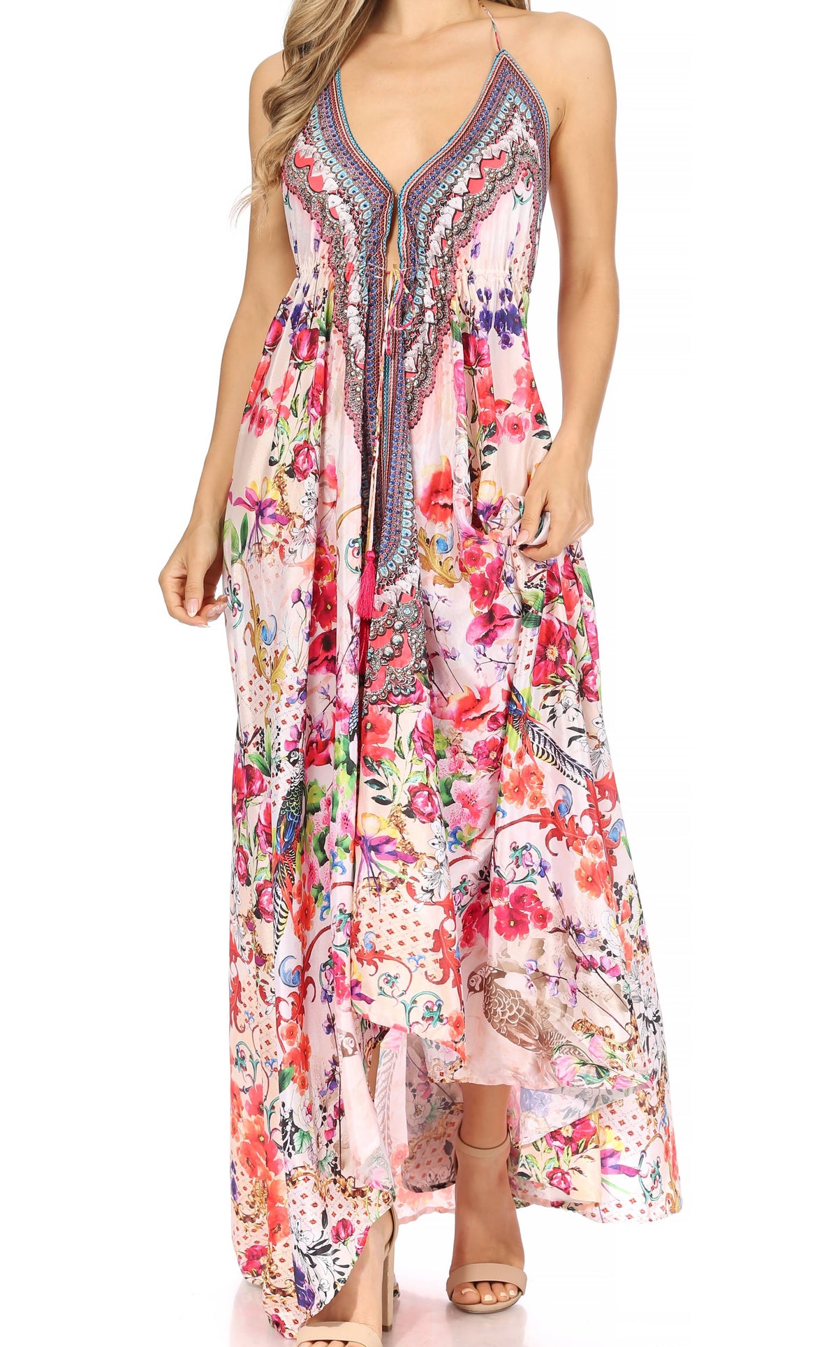 Womens Maxi High-low Halter Handkerchief Long Dress Beach Party