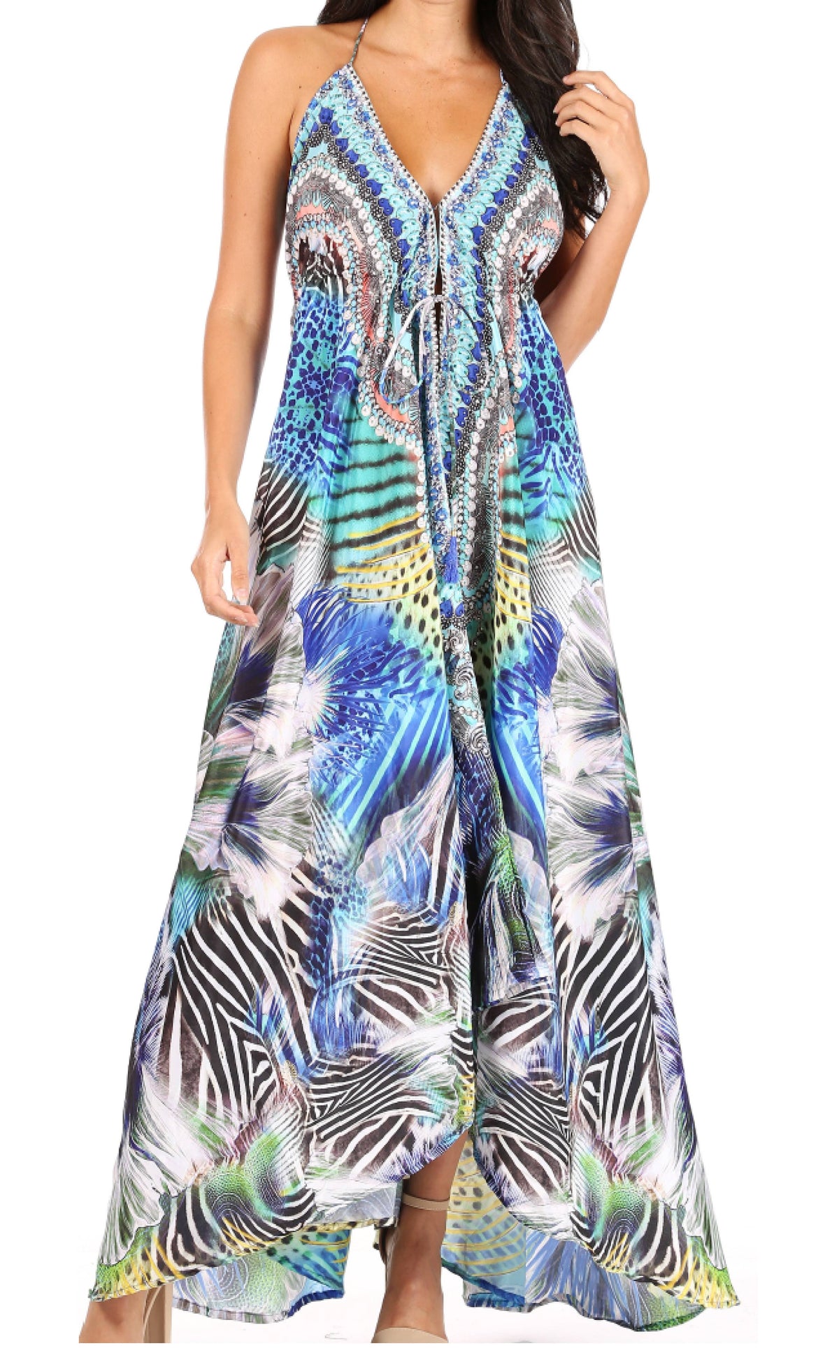 Womens Maxi High-low Halter Handkerchief Long Dress Beach Party