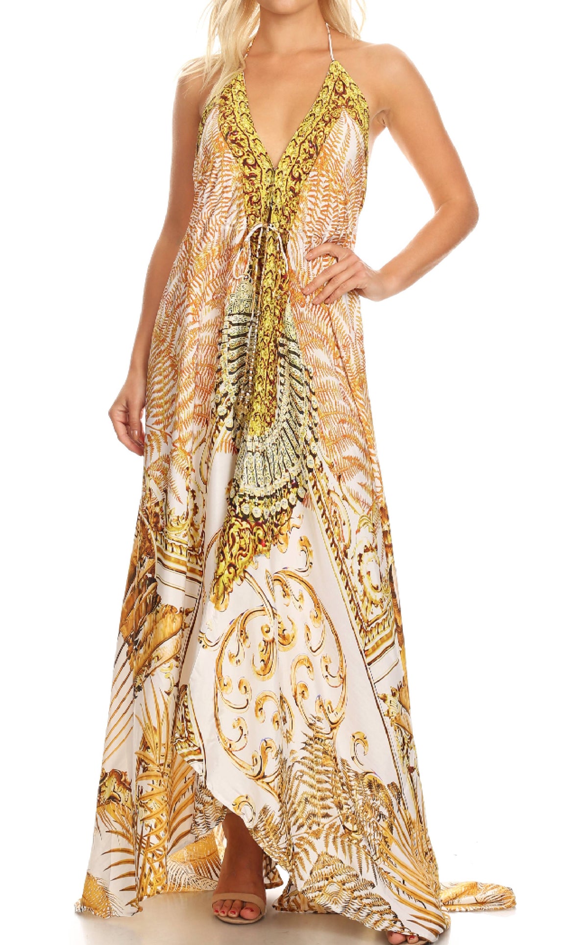 Womens Maxi High-low Halter Handkerchief Long Dress Beach Party