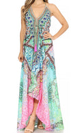 Womens Maxi High-low Halter Handkerchief Long Dress Beach Party