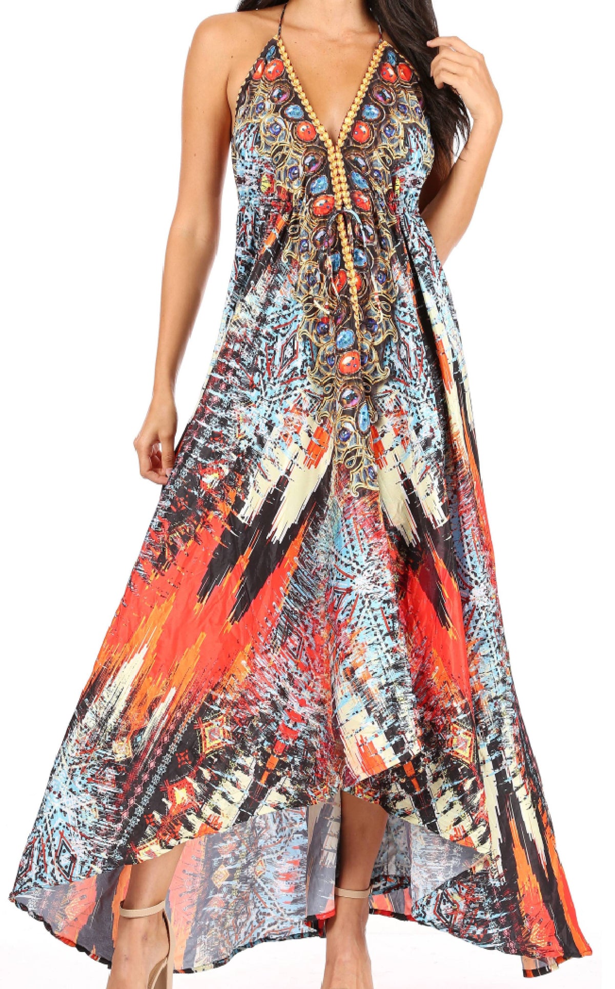 Womens Maxi High-low Halter Handkerchief Long Dress Beach Party