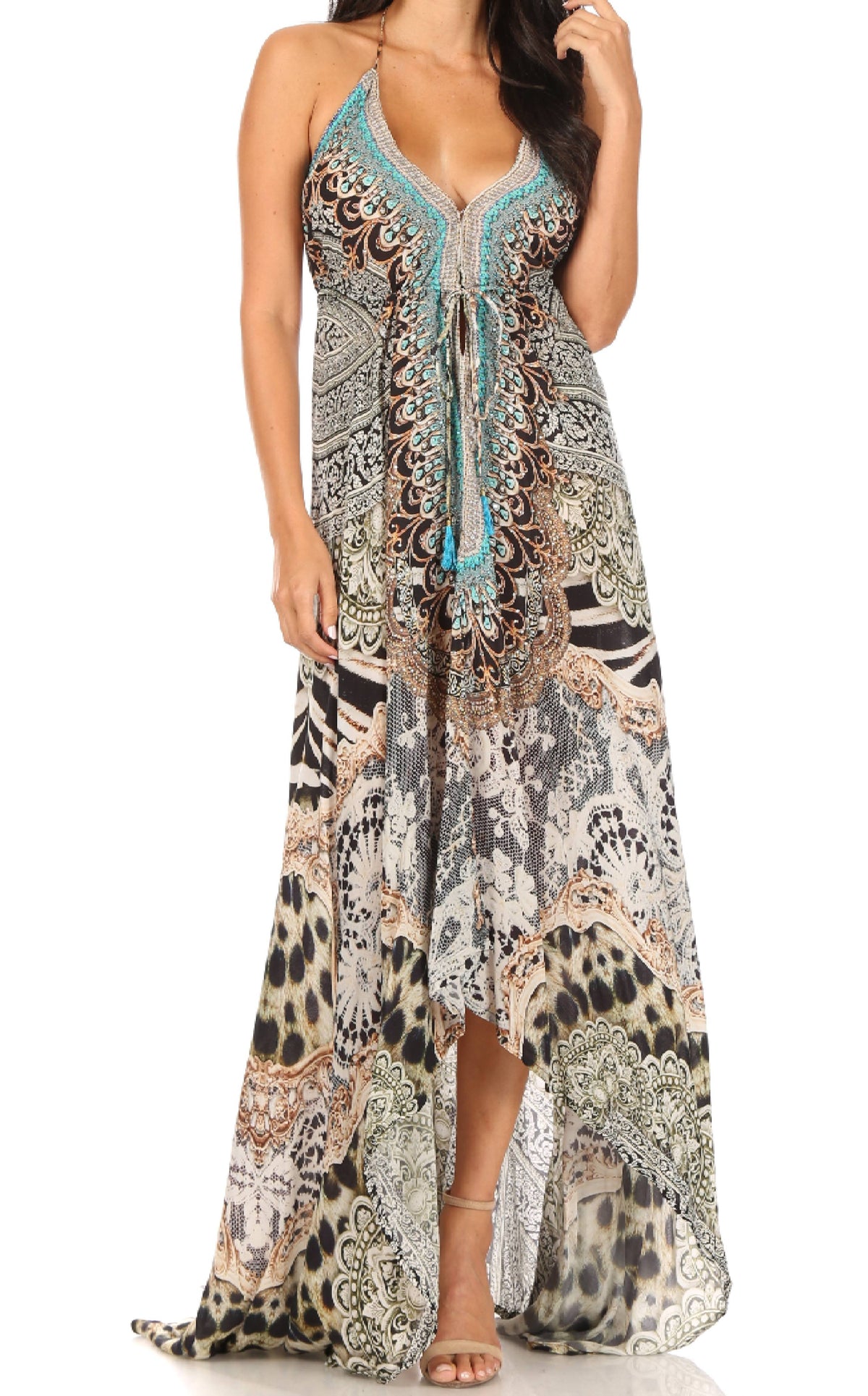 Womens Maxi High-low Halter Handkerchief Long Dress Beach Party