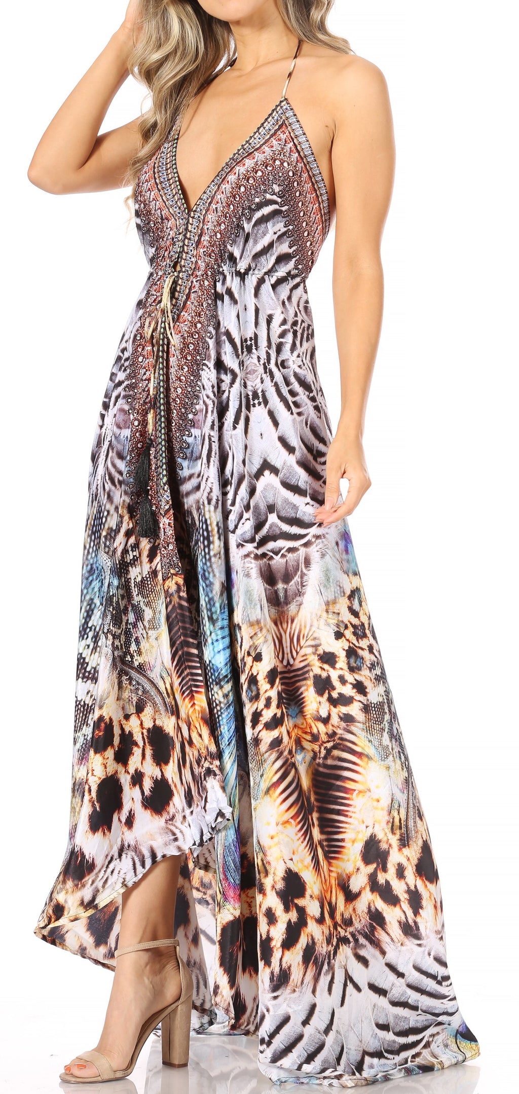 Womens Maxi High-low Halter Handkerchief Long Dress Beach Party