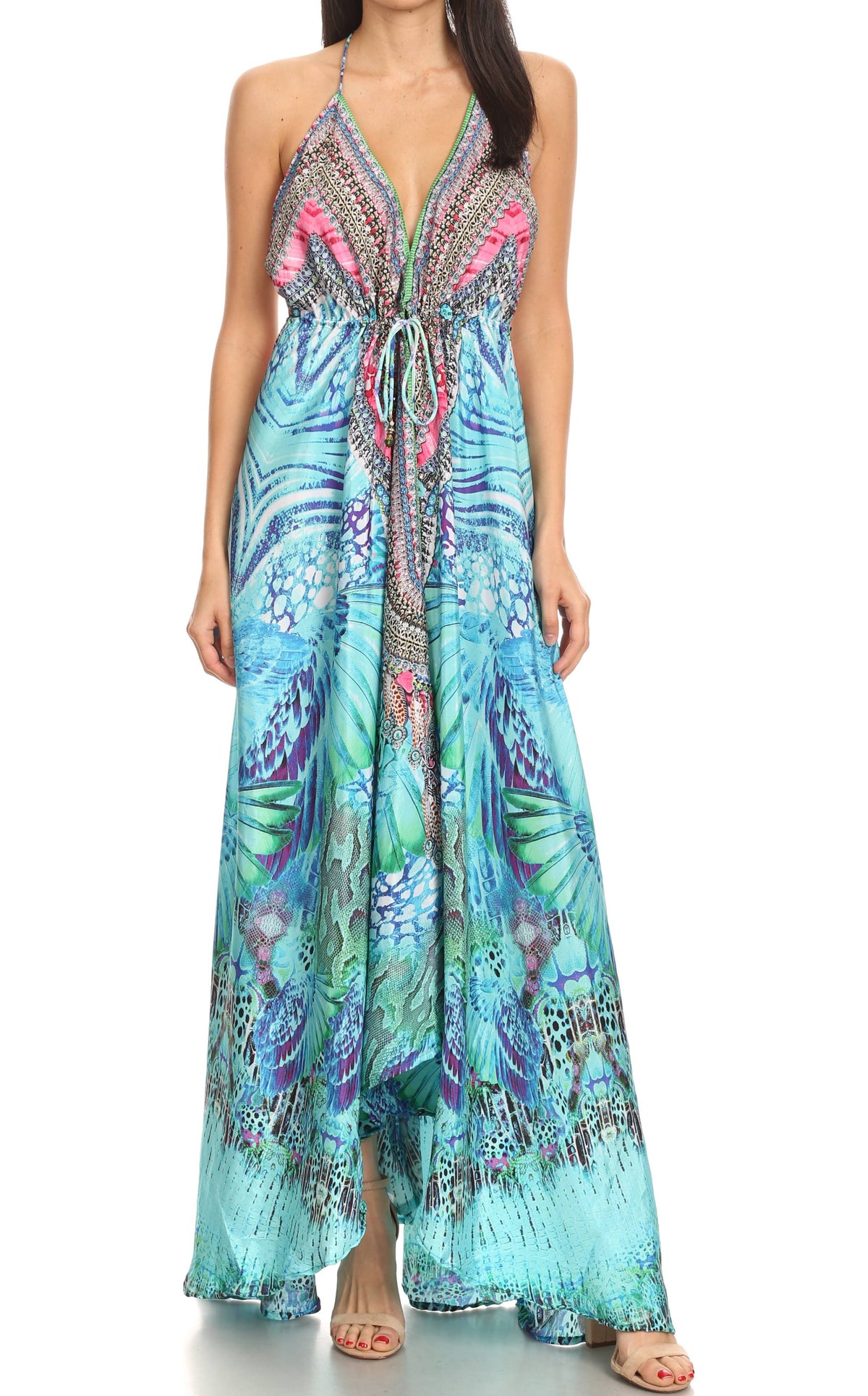 Womens Maxi High-low Halter Handkerchief Long Dress Beach Party
