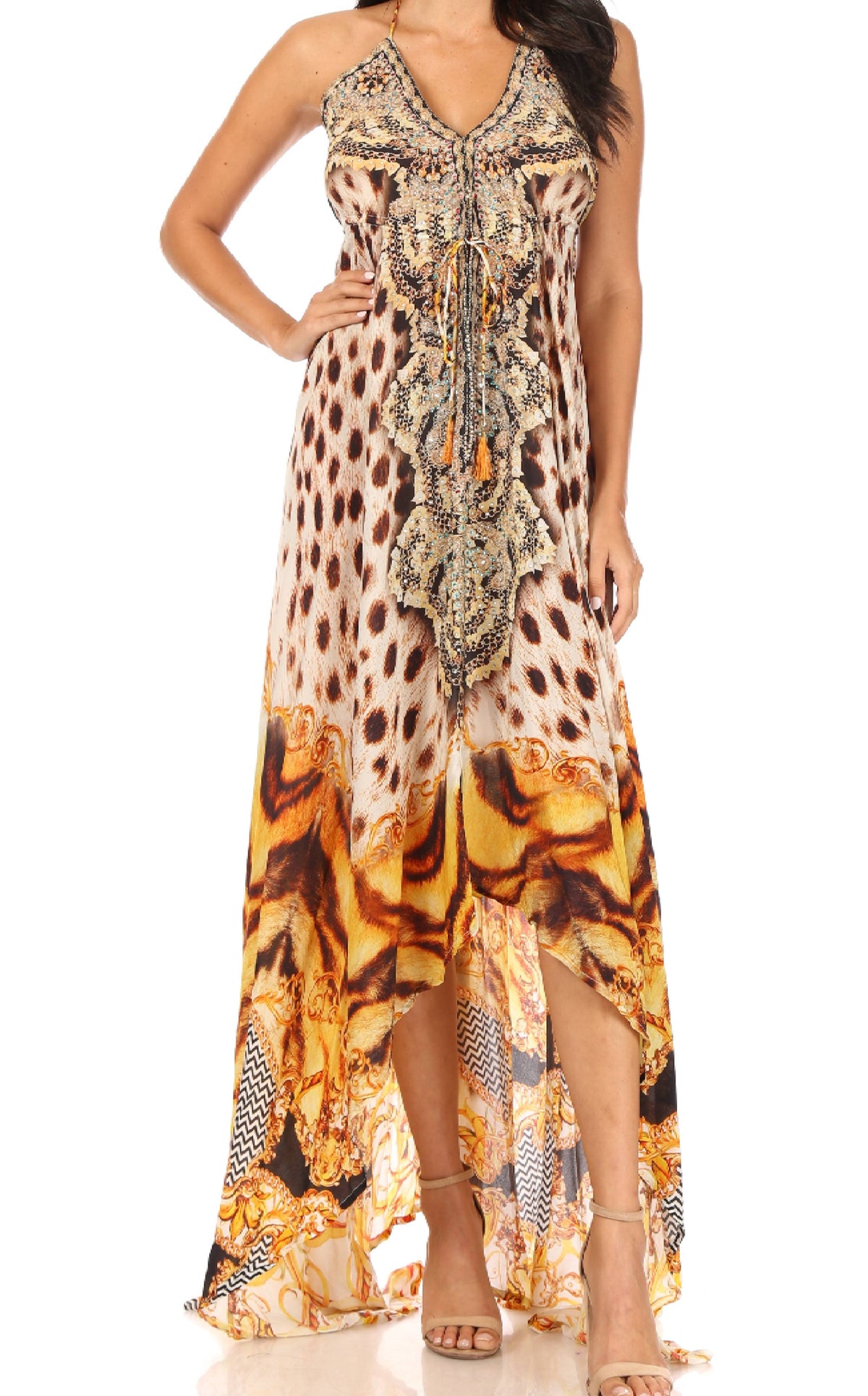 Womens Maxi High-low Halter Handkerchief Long Dress Beach Party