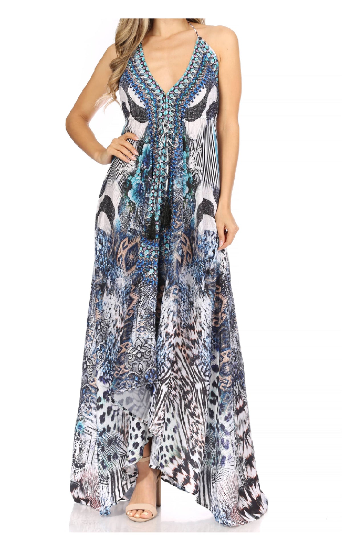 Womens Maxi High-low Halter Handkerchief Long Dress Beach Party