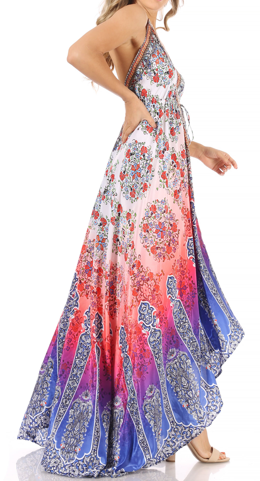 Womens Maxi High-low Halter Handkerchief Long Dress Beach Party