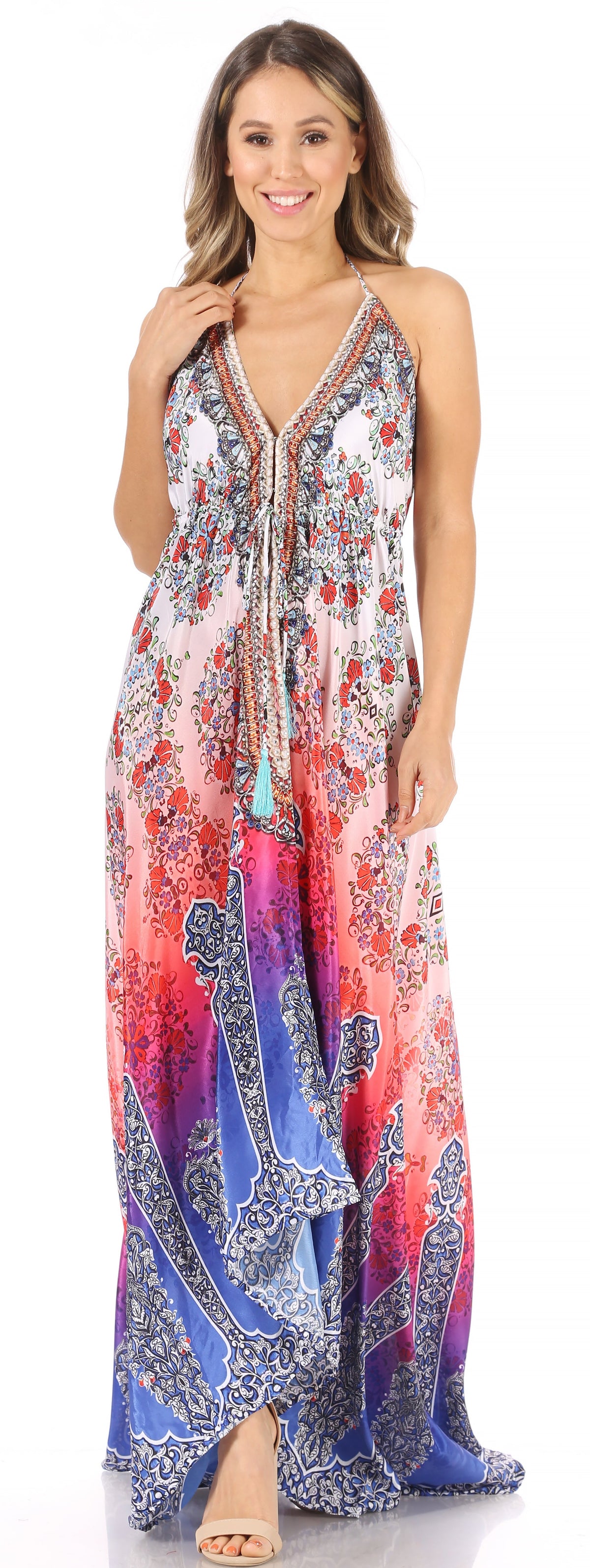 Womens Maxi High-low Halter Handkerchief Long Dress Beach Party