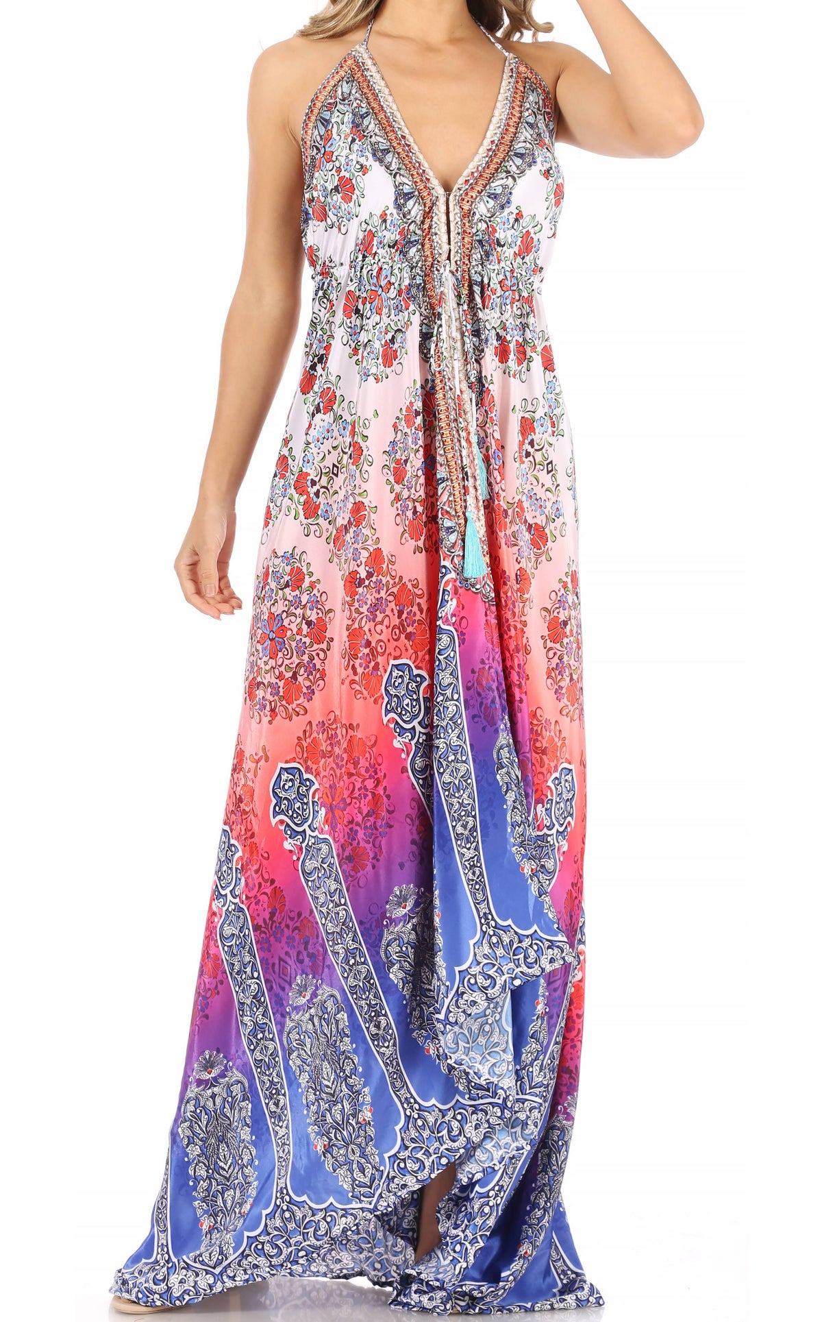 Womens Maxi High-low Halter Handkerchief Long Dress Beach Party