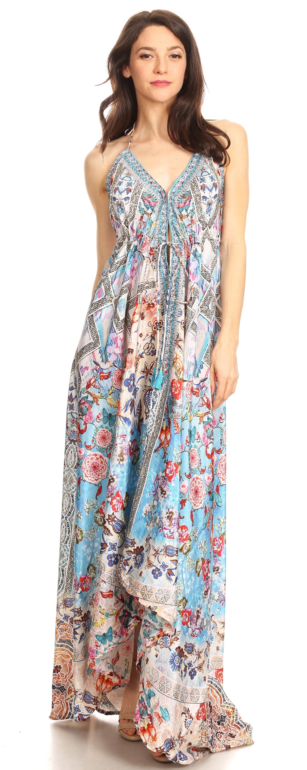 Womens Maxi High-low Halter Handkerchief Long Dress Beach Party