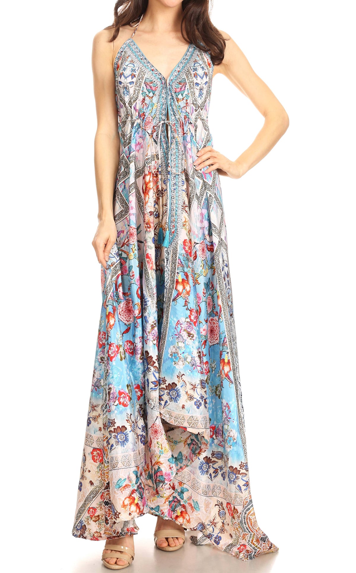 Womens Maxi High-low Halter Handkerchief Long Dress Beach Party