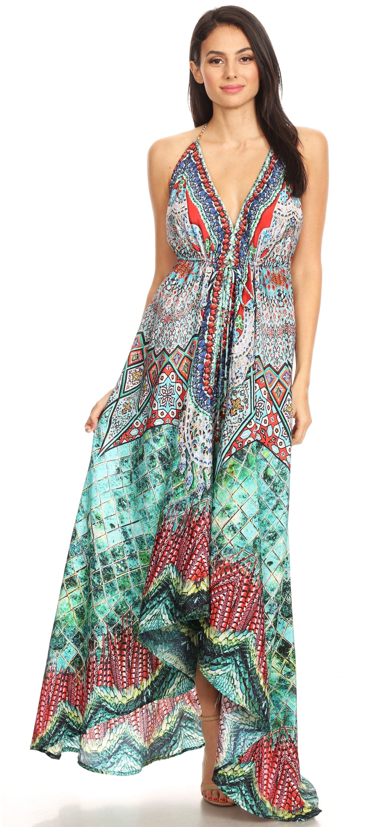 Womens Maxi High-low Halter Handkerchief Long Dress Beach Party