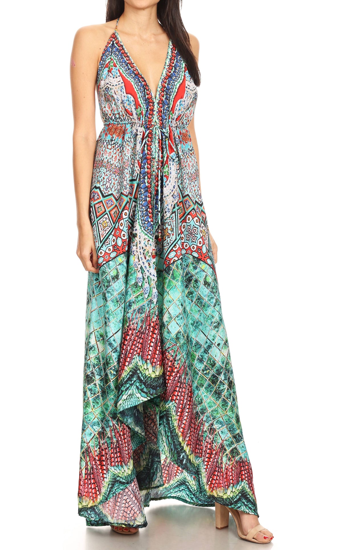 Womens Maxi High-low Halter Handkerchief Long Dress Beach Party