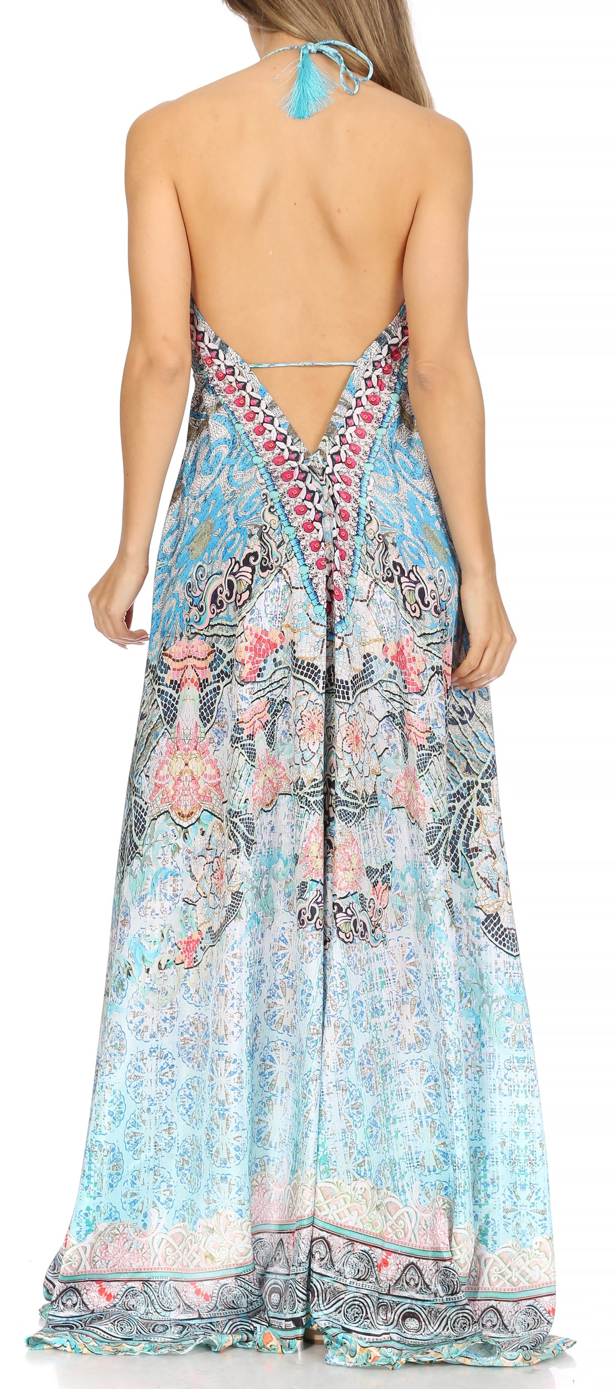 Womens Maxi High-low Halter Handkerchief Long Dress Beach Party