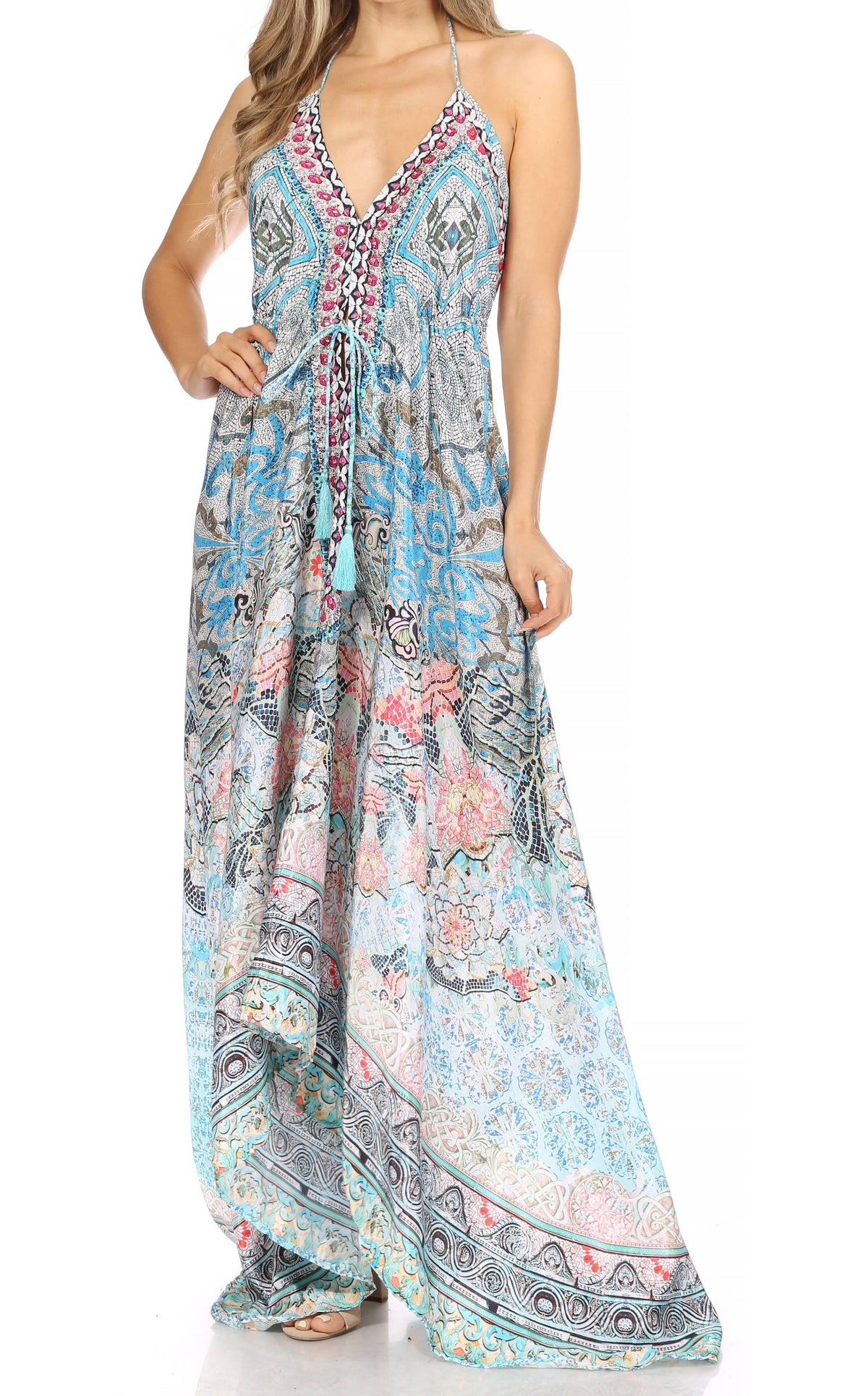 Womens Maxi High-low Halter Handkerchief Long Dress Beach Party