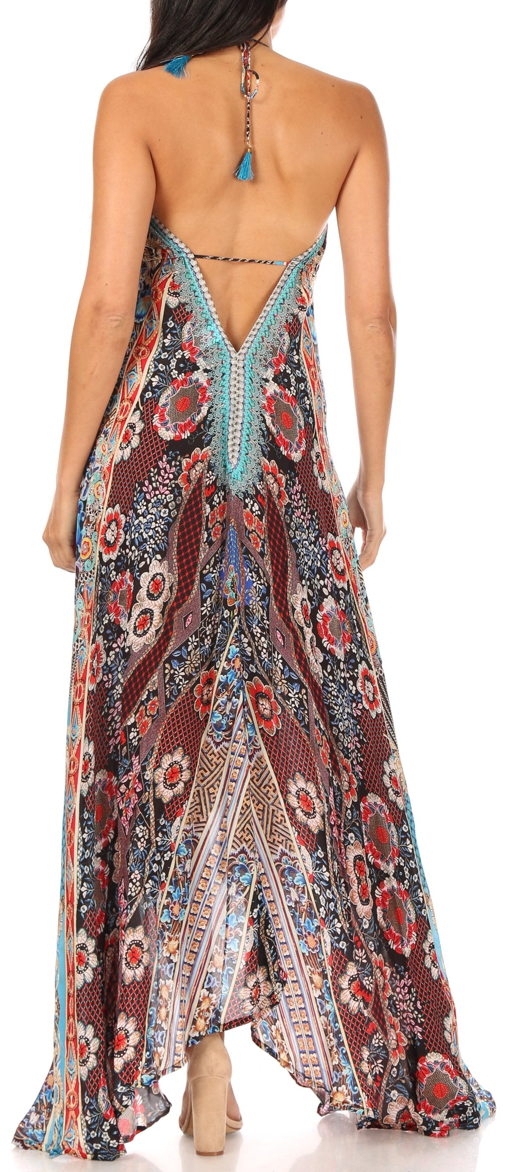 Womens Maxi High-low Halter Handkerchief Long Dress Beach Party