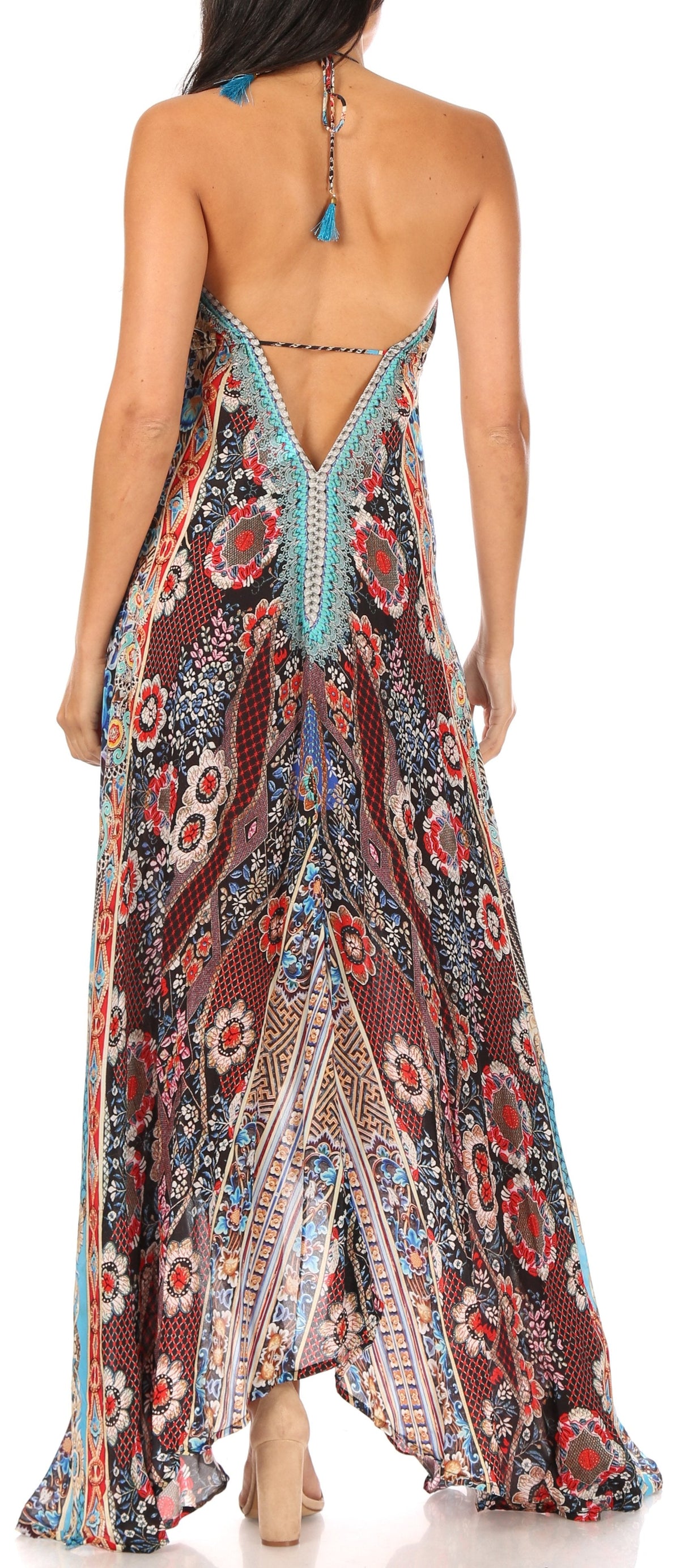 Womens Maxi High-low Halter Handkerchief Long Dress Beach Party