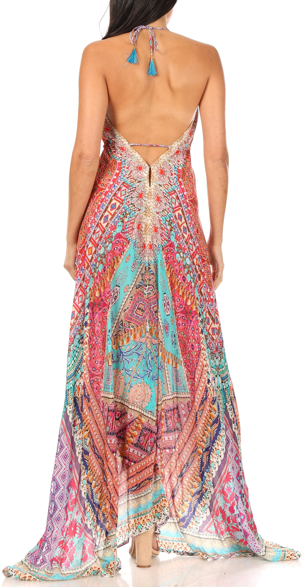 Womens Maxi High-low Halter Handkerchief Long Dress Beach Party