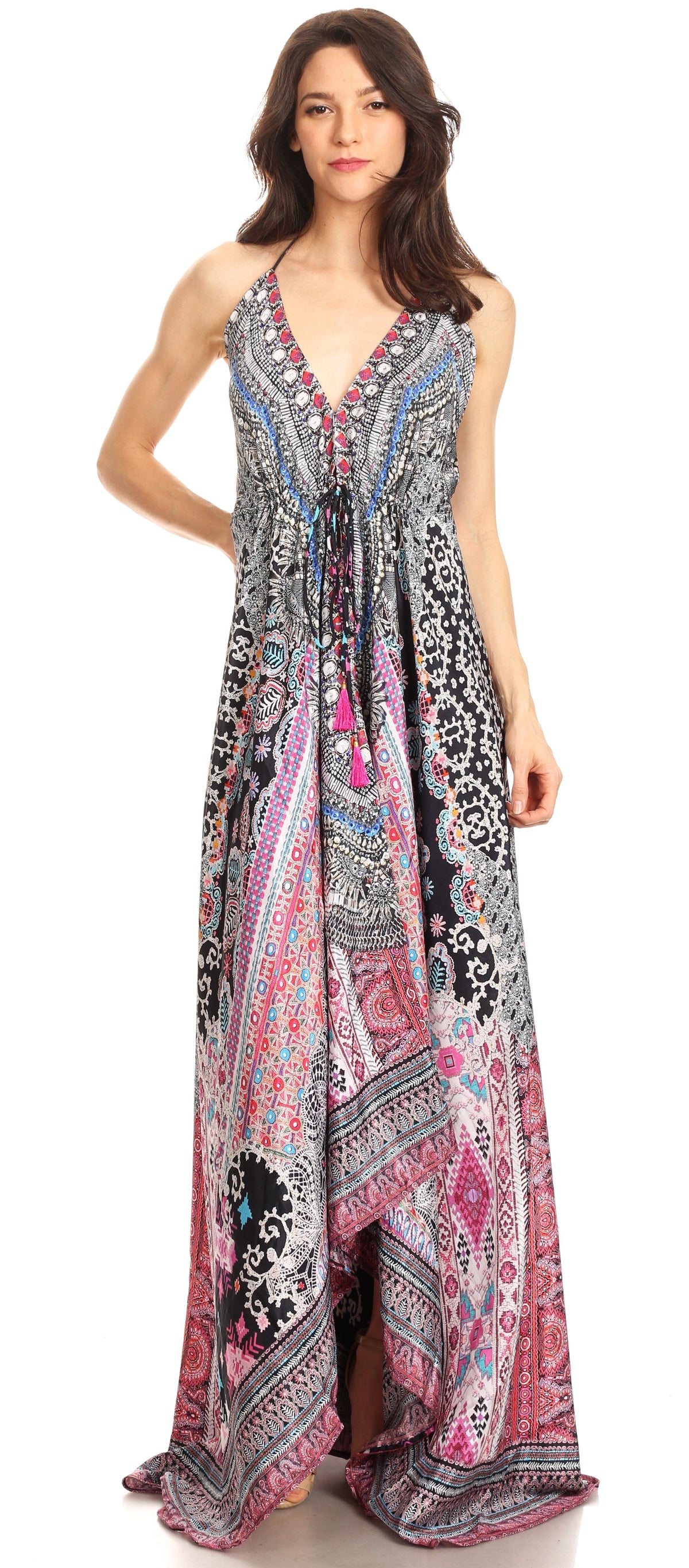 Womens Maxi High-low Halter Handkerchief Long Dress Beach Party