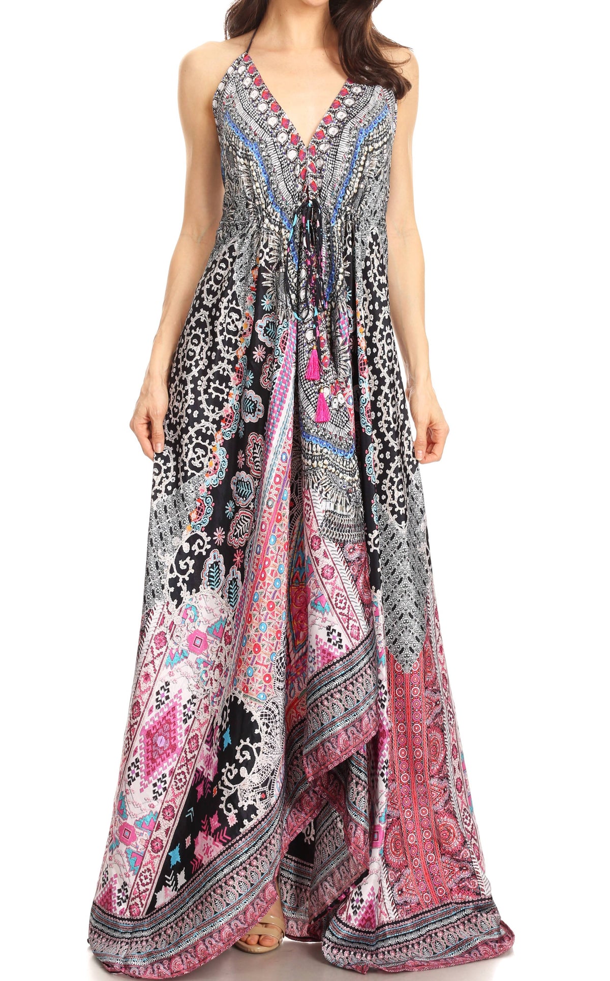 Womens Maxi High-low Halter Handkerchief Long Dress Beach Party
