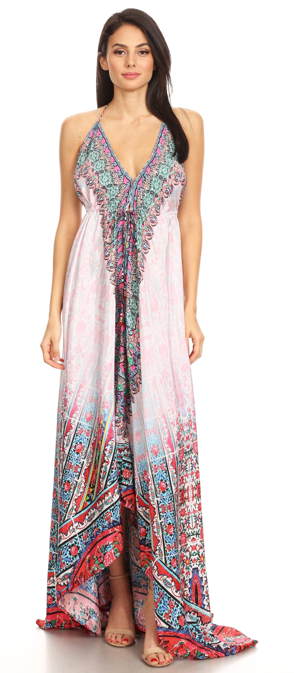 Womens Maxi High-low Halter Handkerchief Long Dress Beach Party