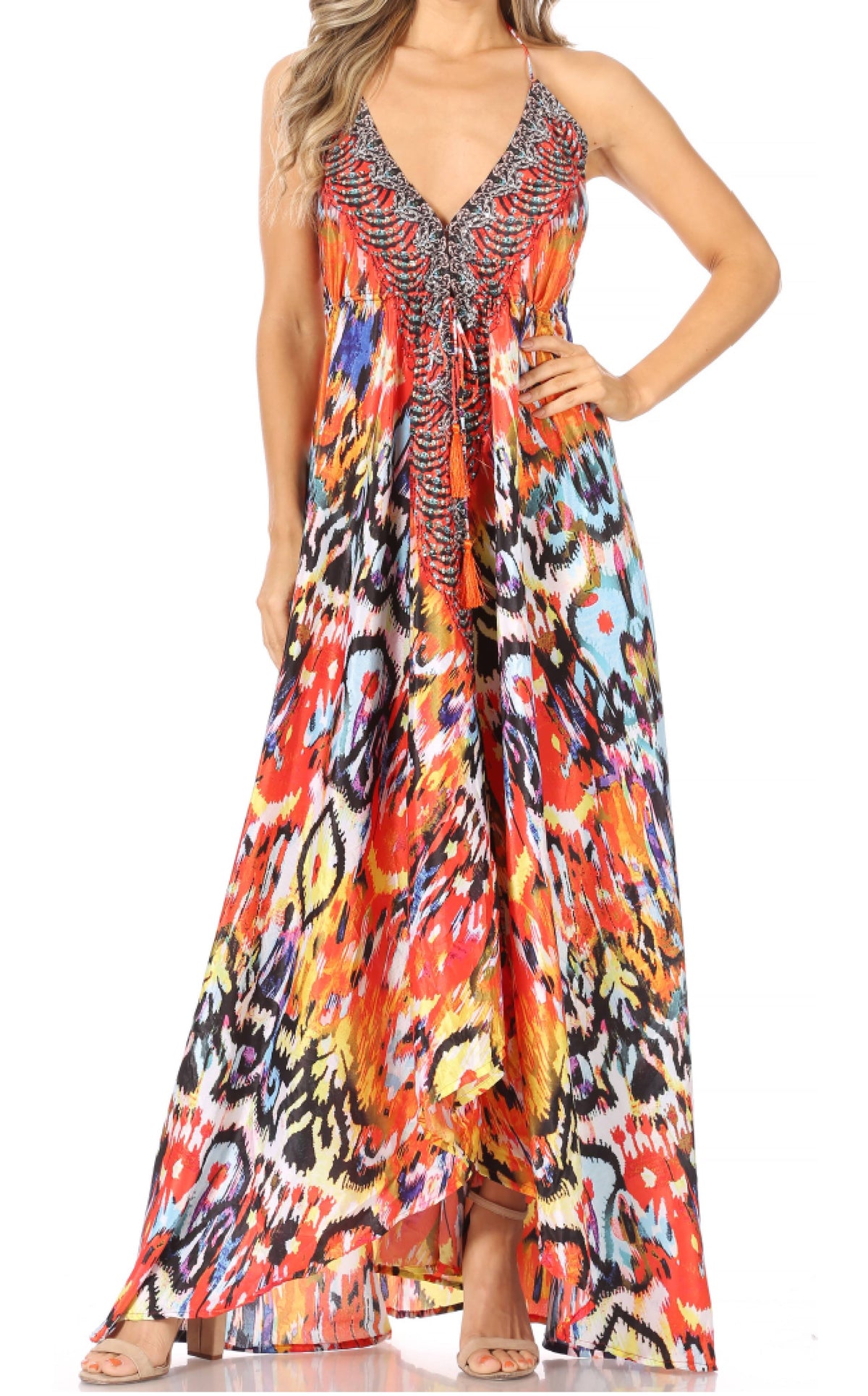 Womens Maxi High-low Halter Handkerchief Long Dress Beach Party