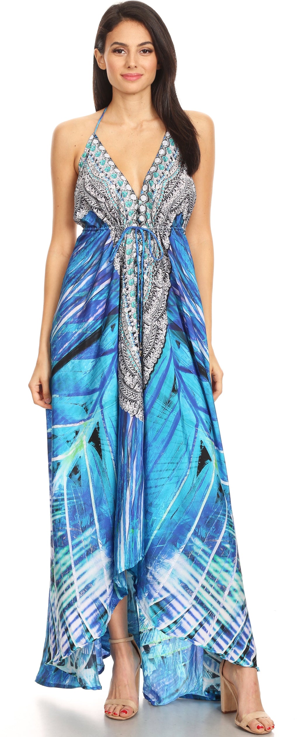Womens Maxi High-low Halter Handkerchief Long Dress Beach Party