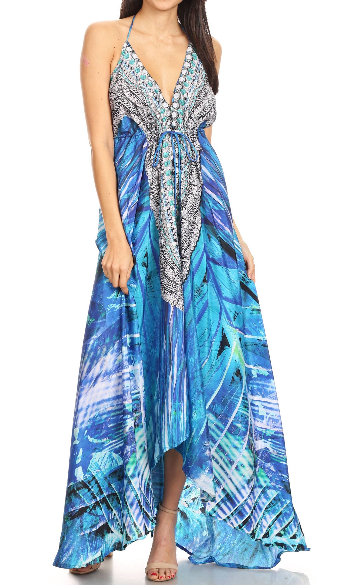 Womens Maxi High-low Halter Handkerchief Long Dress Beach Party