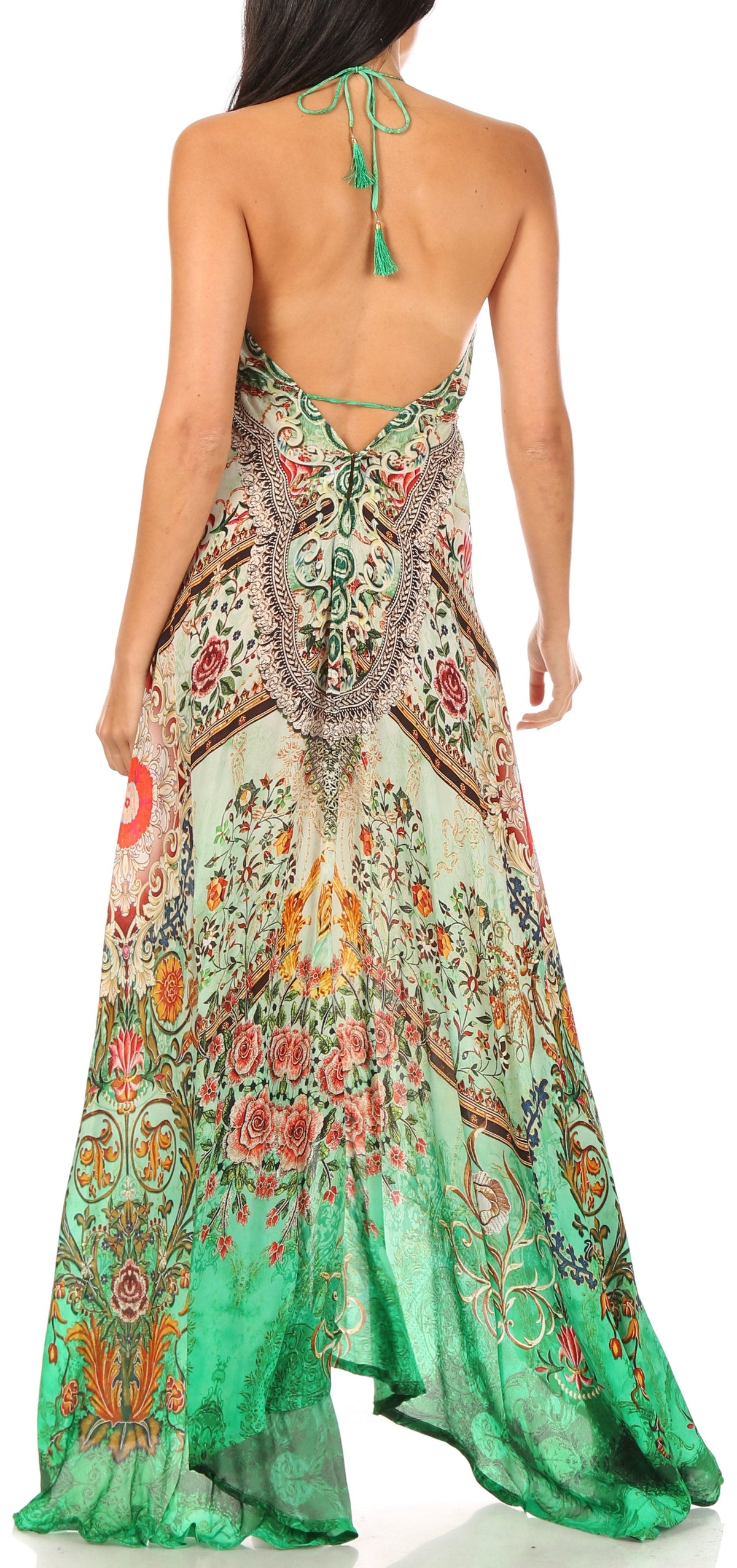 Womens Maxi High-low Halter Handkerchief Long Dress Beach Party