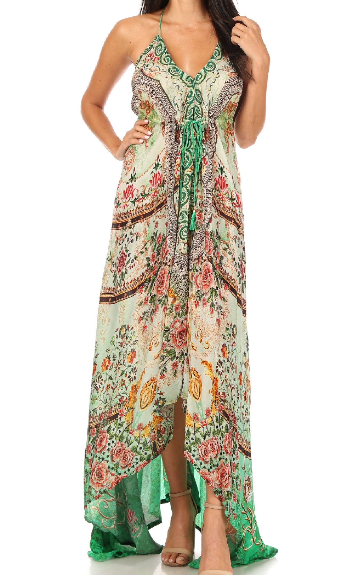 Womens Maxi High-low Halter Handkerchief Long Dress Beach Party