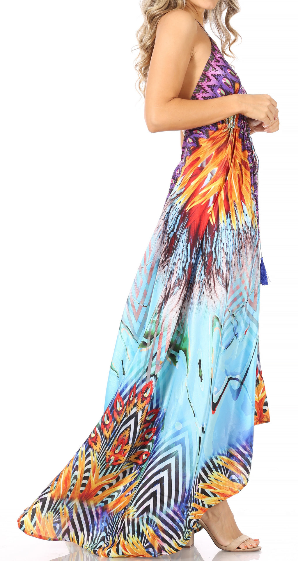 Womens Maxi High-low Halter Handkerchief Long Dress Beach Party