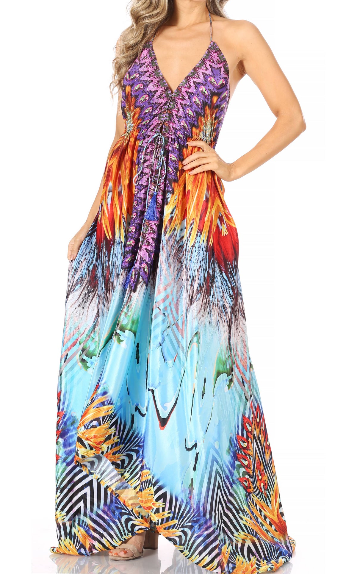 Womens Maxi High-low Halter Handkerchief Long Dress Beach Party