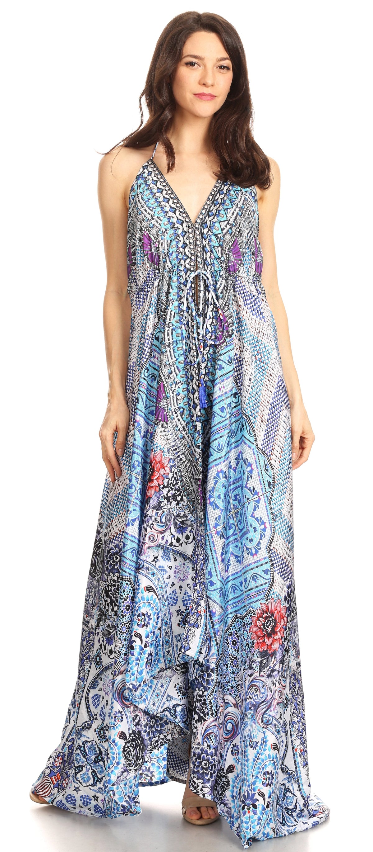 Womens Maxi High-low Halter Handkerchief Long Dress Beach Party