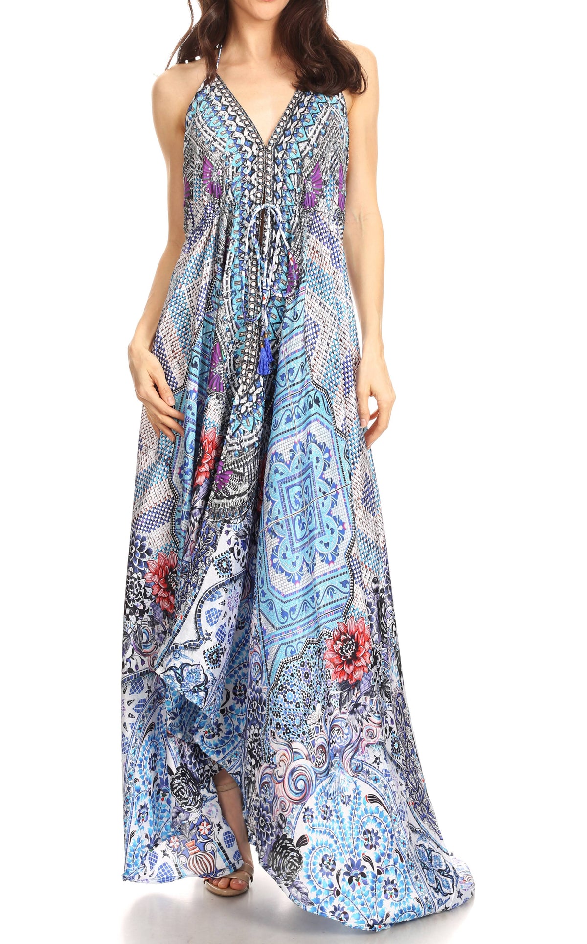 Womens Maxi High-low Halter Handkerchief Long Dress Beach Party