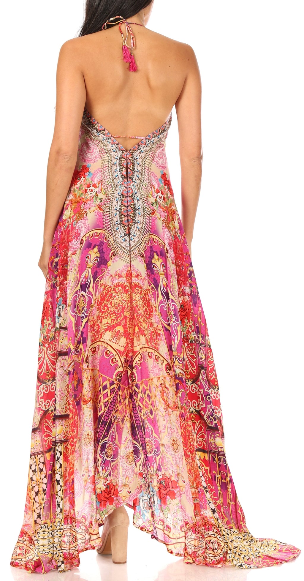 Womens Maxi High-low Halter Handkerchief Long Dress Beach Party
