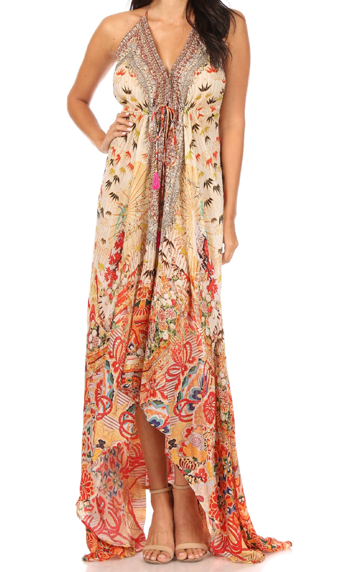 Womens Maxi High-low Halter Handkerchief Long Dress Beach Party